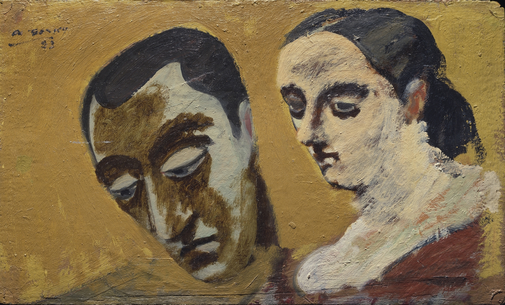 Portrait of Myself and My Imaginary Wife, 1933&ndash;34, oil on cardboard, 8 5/8 x 14 1/4 in. (21.9 x 36.2 cm). Hirshhorn Museum and Sculpture Garden, Smithsonian Institution, Washington, D.C., Gift of the Joseph H. Hirshhorn Foundation, 66.2150.&nbsp;[AGCR: P108]