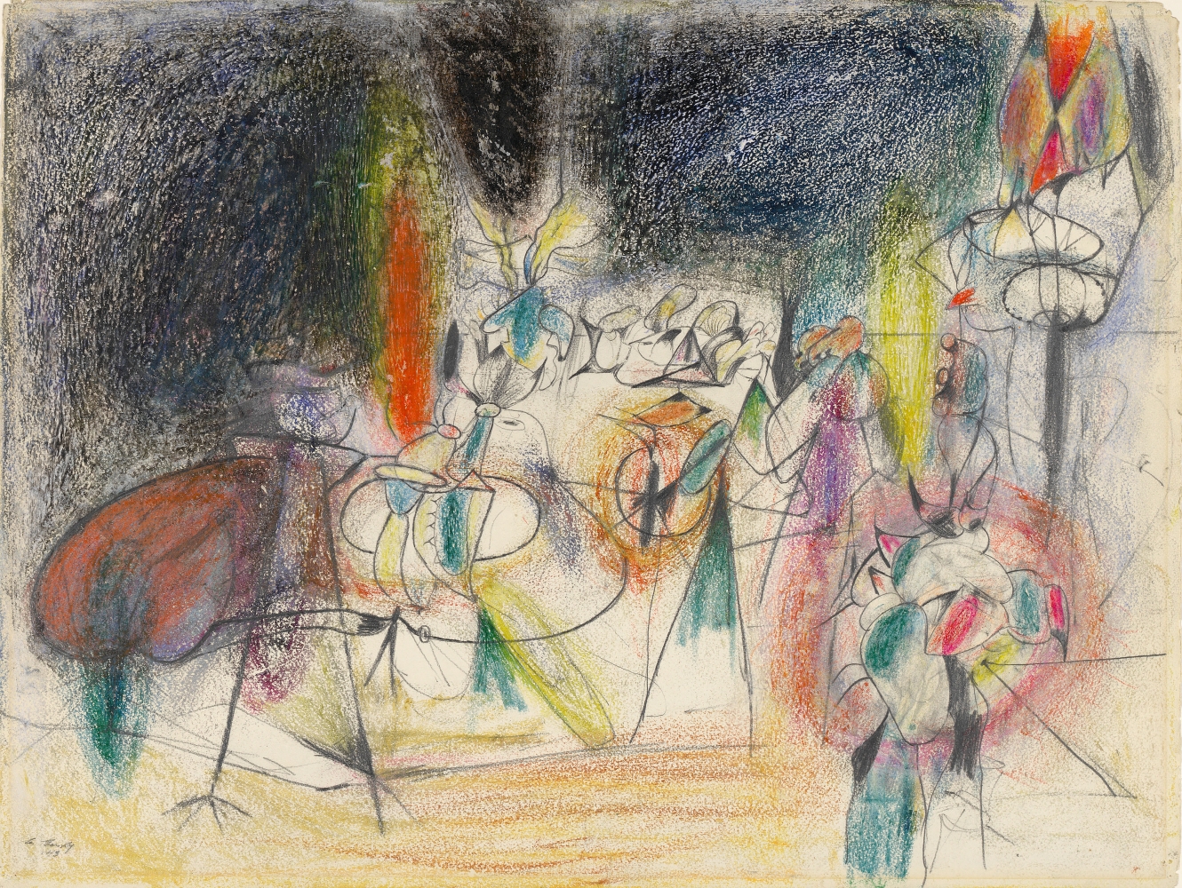 Untitled, 1943, crayon and graphite pencil on paper, 20 3/4 x 27 7/16 in. (52.7 x 69.7 cm). Solomon R. Guggenheim Museum, New York. Gift of Rook McCulloch, 77.2332. [AGCR: D0999]
