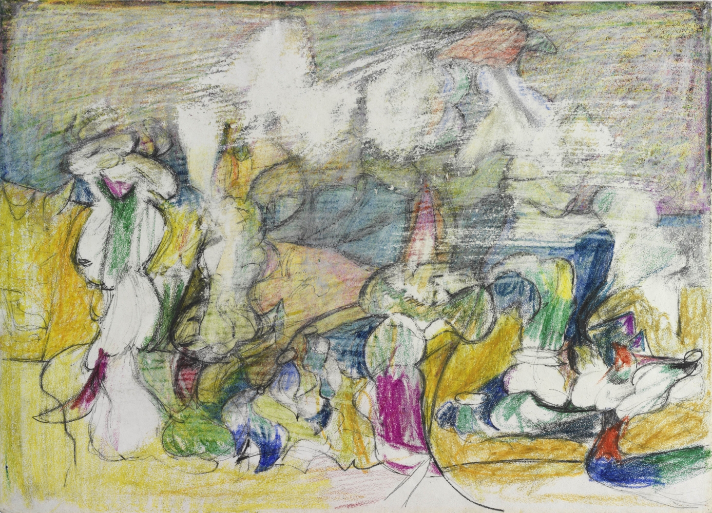 Virginia Landscape, c. 1944, crayon and graphite pencil on paper, 18 1/2 x 23 5/8 in. (47 x 60 cm). Private collection. [AGCR: D1028]