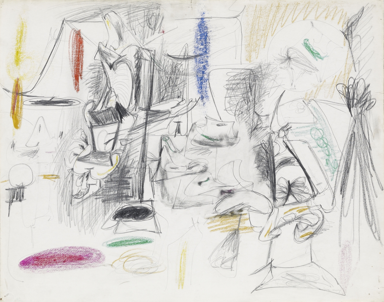 Drawing,&nbsp;Agony, c. 1946&ndash;47, graphite pencil and crayon on paper, 22 1/2 x 28 1/2 in. (57.2 x 72.4 cm). Private collection. [AGCR: D1338]