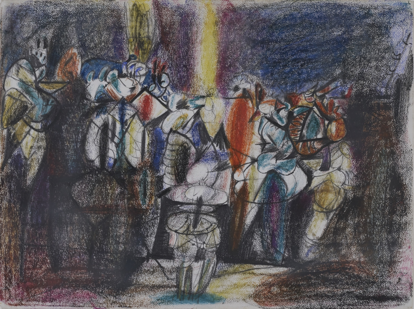 Carnival, 1943, crayon and graphite pencil on paper, 20 x 27 in. (50.8 x 68.6 cm). Collection Jack and Frances Levy, New York. Photo: Jerry L. Thompson. [AGCR: D1008]
