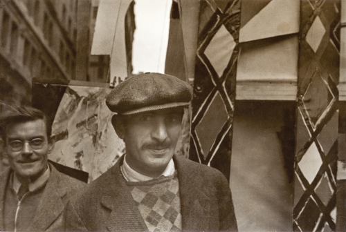 Gorky at the Artists Committee of Action protest, New York, October 27, 1933. Gorky and McNeil&#39;s float is visible behind Gorky&#39;s left shoulder. Photo: Lou Block.