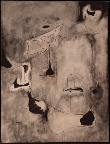Charred Beloved, No. 1, 1946, oil on canvas, 50 x 38 in. (127 x 96.5 cm).
Cornelia and Meredith Long, Houston. Photo: Paul Hester. [AGCR: P371]