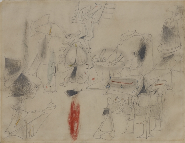 Untitled, 1946, graphite pencil and crayon on paper, 19 1/8 x 24 7/8 in. (48.6 x 63.2 cm). Private collection. Photo: Jerry L. Thompson. [AGCR: D1288]