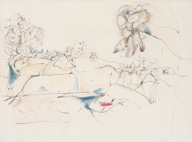 Virginia Landscape, 1944, graphite pencil and crayon on paper, 19 x 25 in. (48.3 x 63.5 cm). Private collection. [AGCR: D1505]